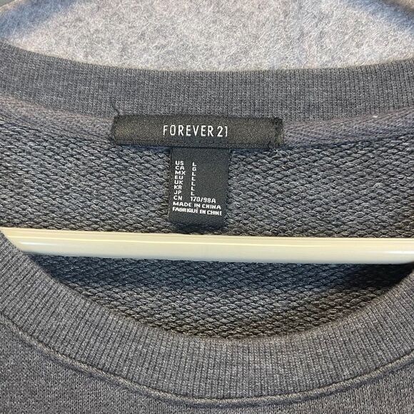 FOREVER 21 Graphic Bear Crewneck Sweatshirt Large Gray Hip Hop Dollar Chain - Picture 3 of 14